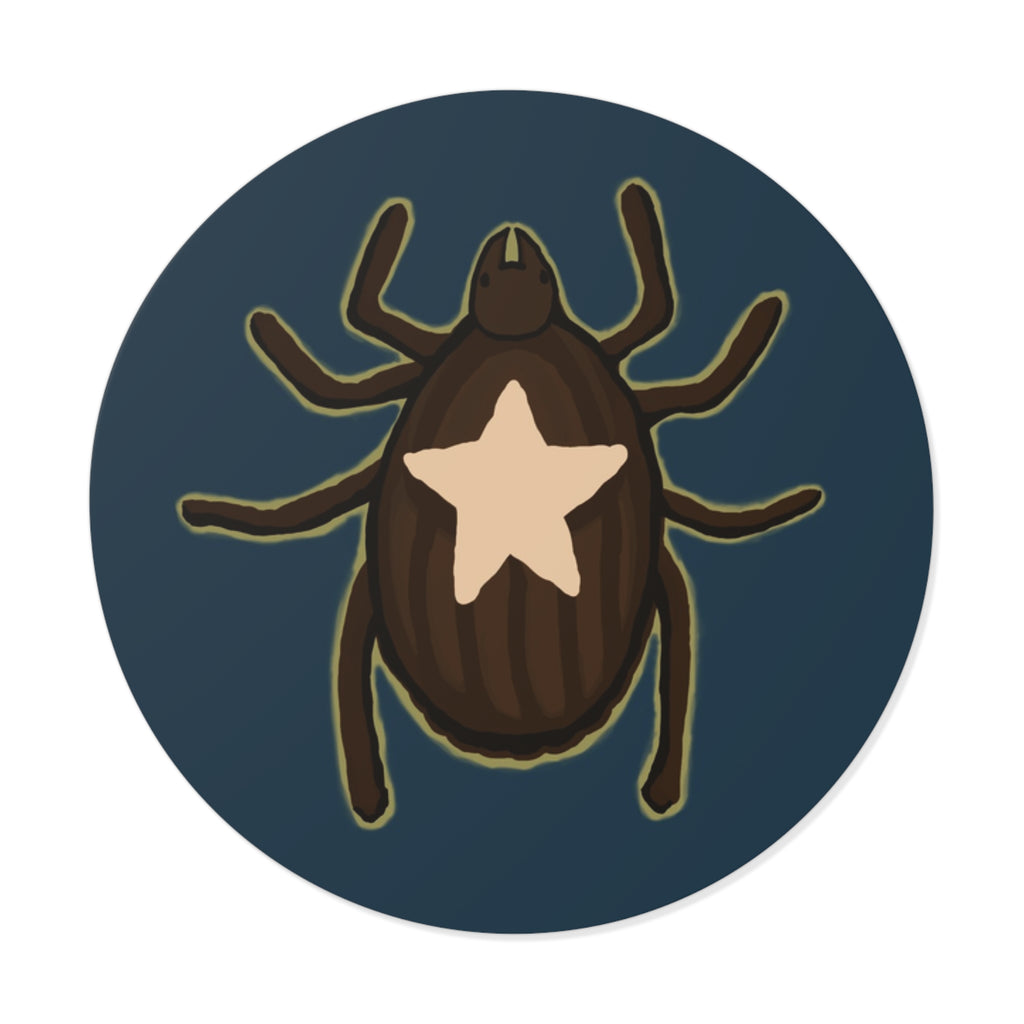 Tick Sticker — Round Vinyl Bug Decal with Star Marking