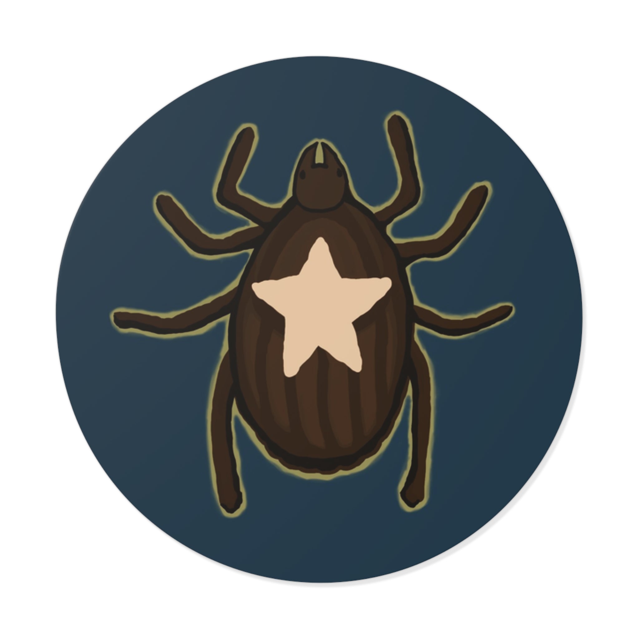 Tick Sticker — Round Vinyl Bug Decal with Star Marking