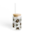 Sipper Glass — Star Bug Pattern 16oz Reusable Drink Jar