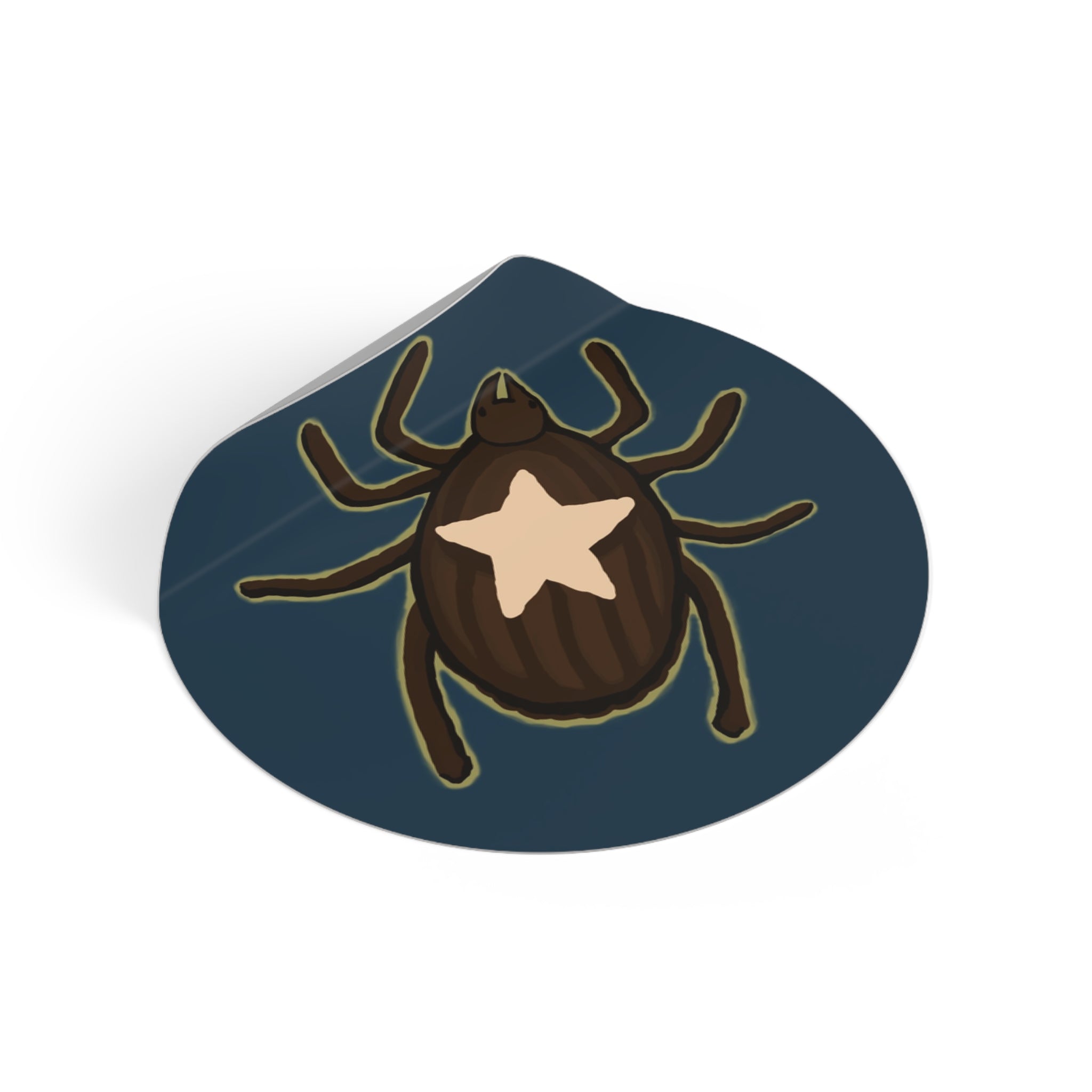 Tick Sticker — Round Vinyl Bug Decal with Star Marking