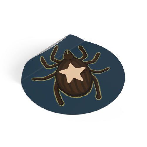 Tick Sticker — Round Vinyl Bug Decal with Star Marking