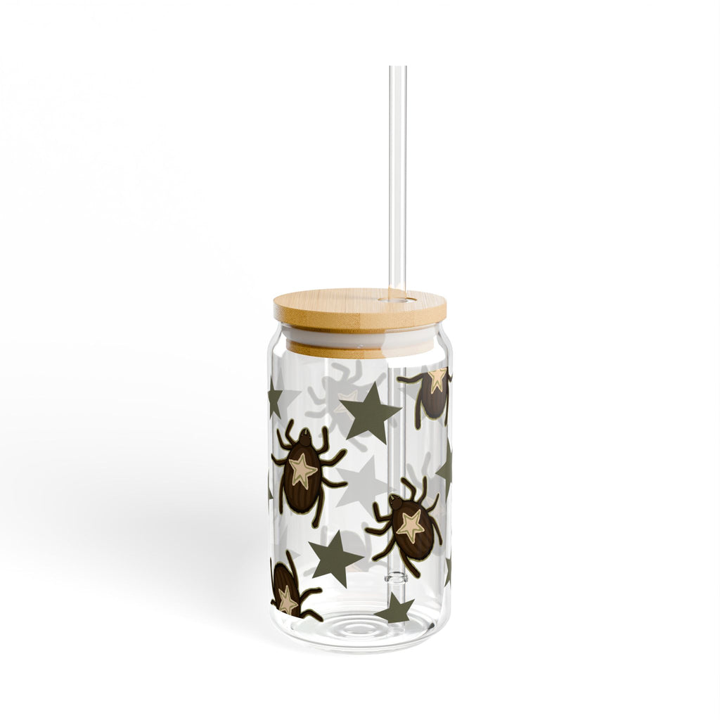 Sipper Glass — Star Bug Pattern 16oz Reusable Drink Jar