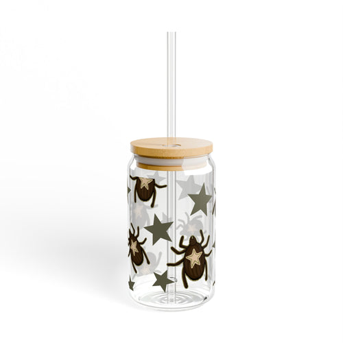 Sipper Glass — Star Bug Pattern 16oz Reusable Drink Jar