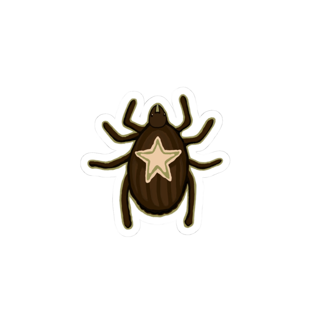S(tick)er — Cute Brown Star Tick Bug Laptop Sticker (Kiss-Cut)
