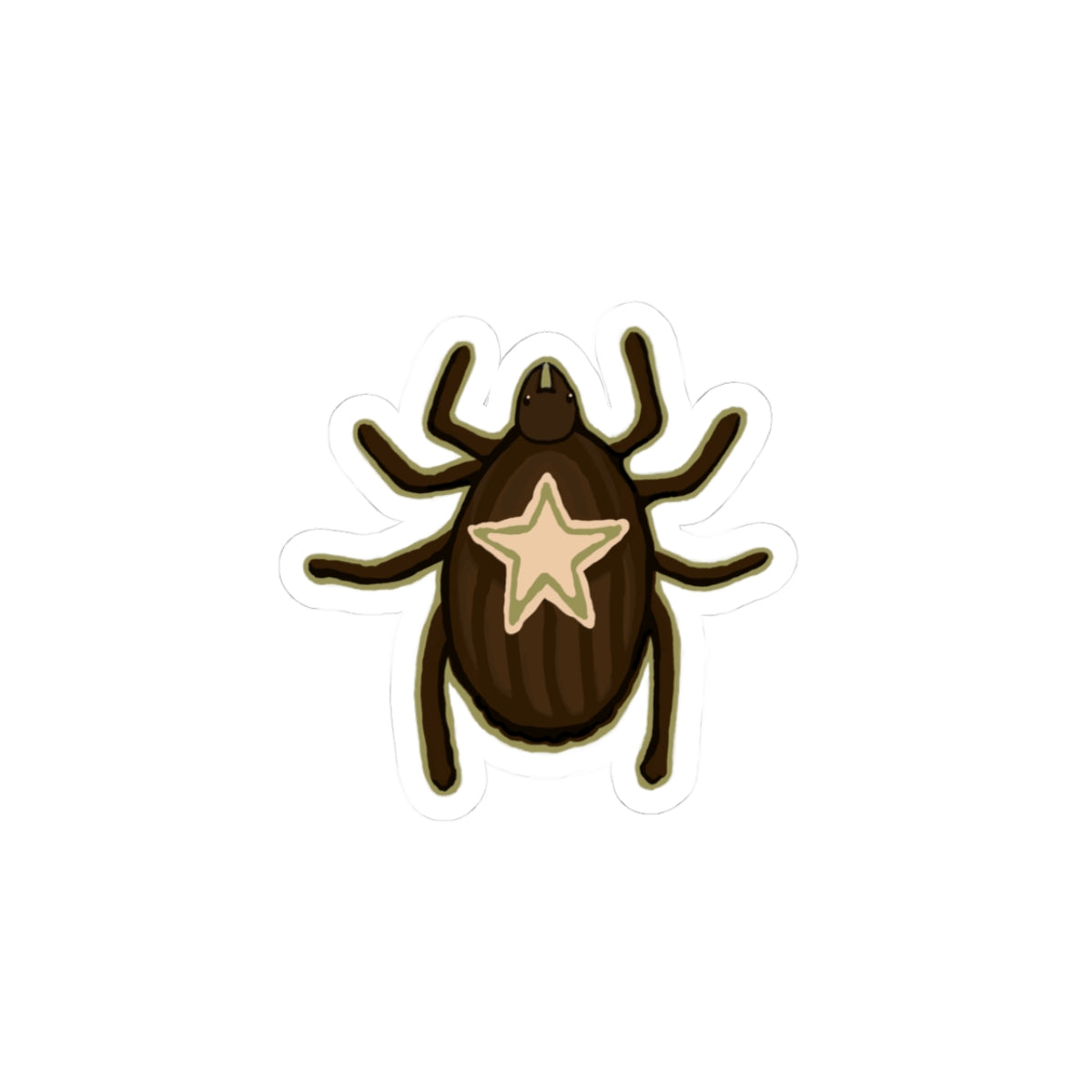 S(tick)er — Cute Brown Star Tick Bug Laptop Sticker (Kiss-Cut)