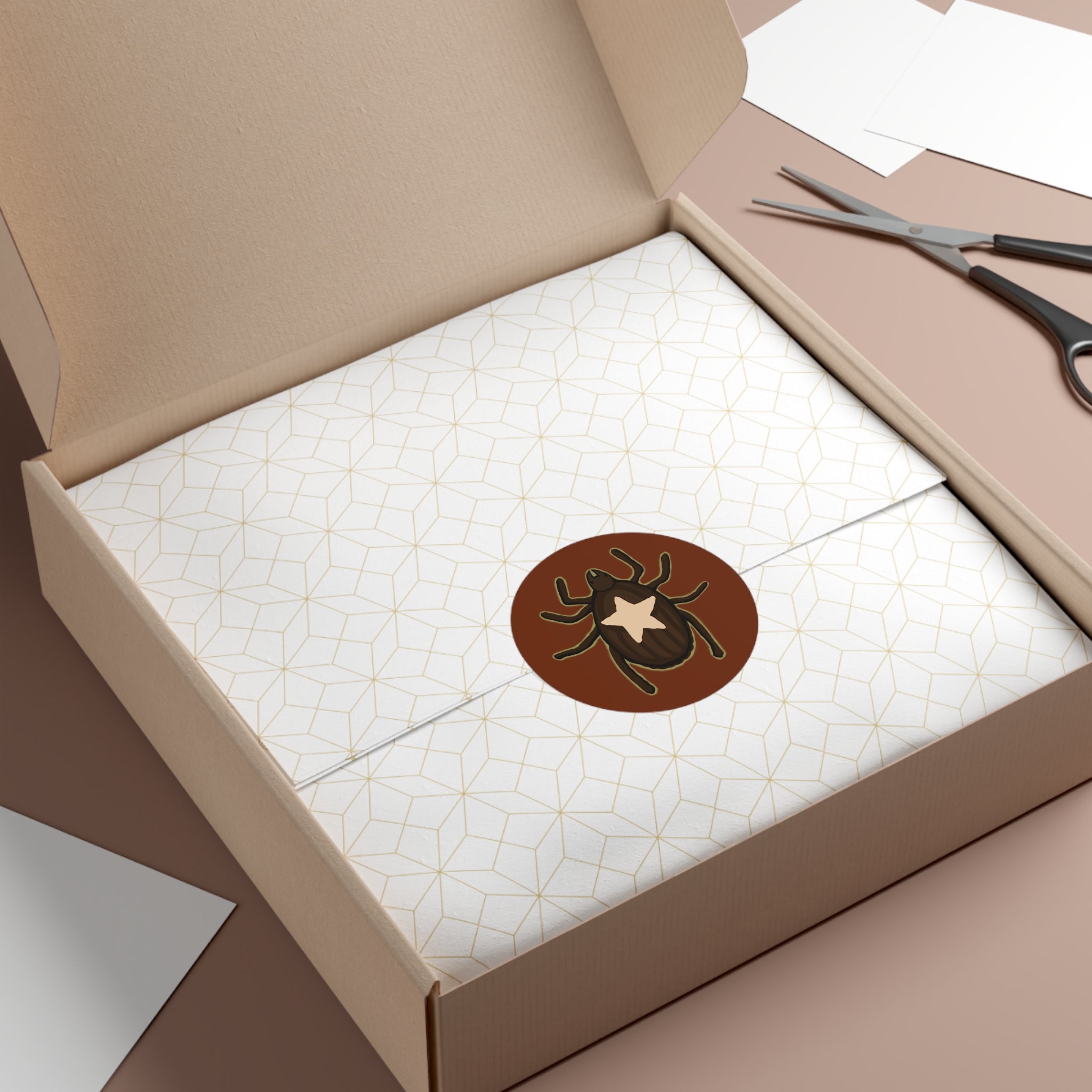 Star Tick Round Vinyl Sticker — Cute Brown Arachnid Decal for Laptops & Journals