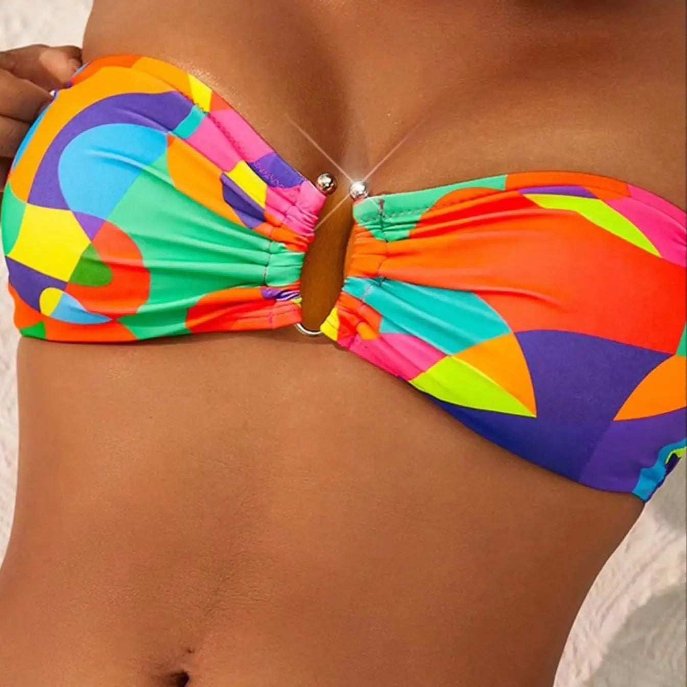 Colorful Bright Bandeau Bikini Set