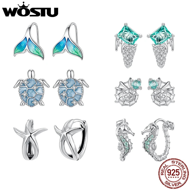 925 Sterling Silver Beachy Critters Earrings