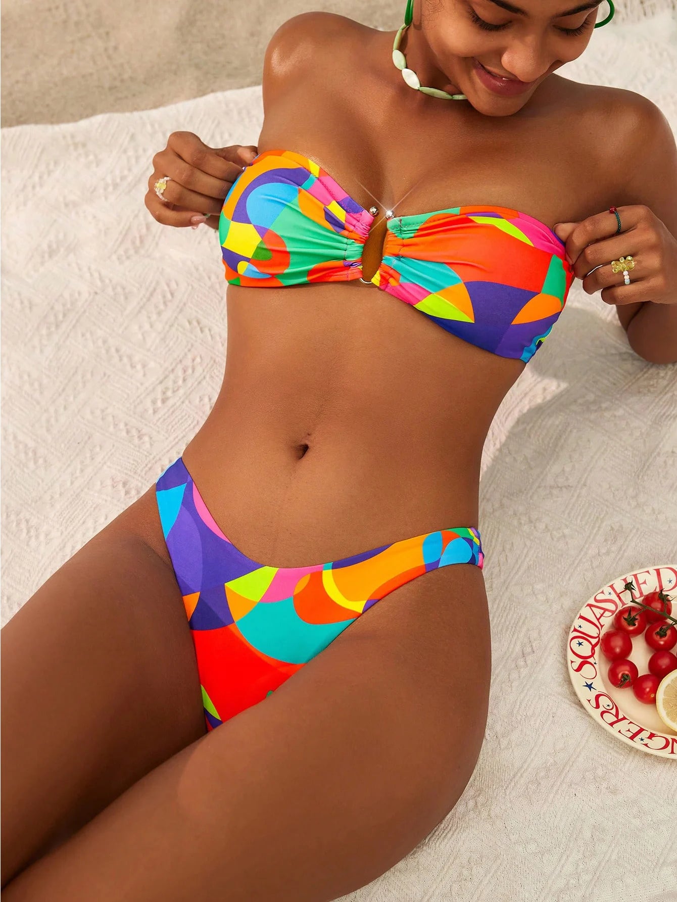 Colorful Bright Bandeau Bikini Set